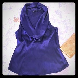 Silk satin cowl Neck Sleeveless top, midnight blue,Sz S. NWOT